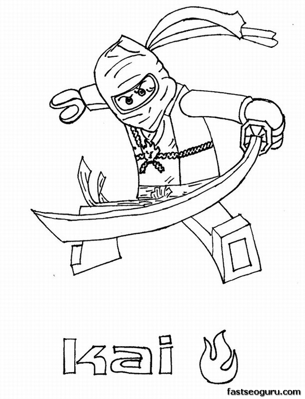 Printable lego ninjago Kai coloring pages